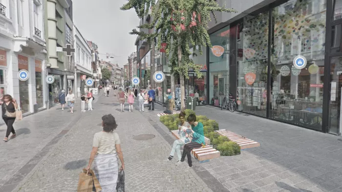 Ontwerptekening rustplekken Diestsestraat
